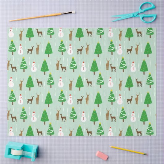 Weihnachtsbaumen Schneemannsschnee Seidenpapier (Basteln)