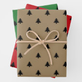 Weihnachtsbaumen, schwarz-grün-braune Krawatte Geschenkpapier Set (Beispiel)