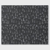 Weihnachtsbaumen Schwarz und Weiß Schwarz Weihnach Geschenkpapier (Flach)