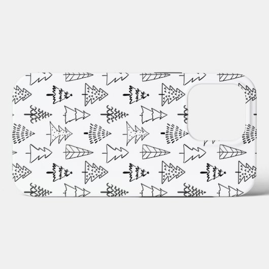 Weihnachtsbaumen Schwarz-Weiß-Muster Case-Mate iPhone Hülle (Rückseite (Horizontal))