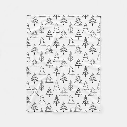 Weihnachtsbaumen Schwarz-Weiß-Muster Fleecedecke (Vorderseite)