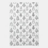 Weihnachtsbaumen Schwarz-Weiß-Muster Geschirrtuch (Vertikal)