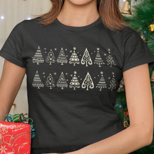 Weihnachtsbaumen Skandinavien Minimalistisch T-Shirt