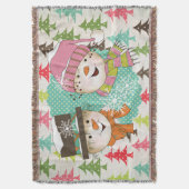 Weihnachtsbaumen Snowmen Holiday Throw Decke (Vorderseite Vertikal)