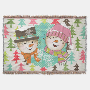 Weihnachtsbaumen Snowmen Holiday Throw Decke
