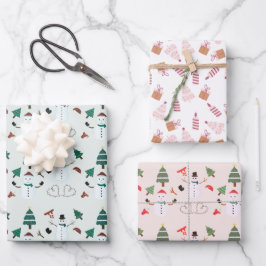 Weihnachtsbaumen Snowmen Kerzen Vorstellung Weihna Geschenkpapier Set