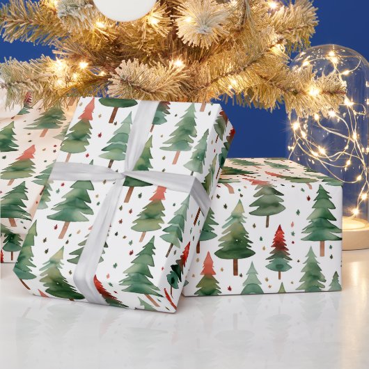 Weihnachtsbaumen Sterne Rotes Grün Weihnachten Geschenkpapier (Feiertage)