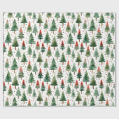 Weihnachtsbaumen Sterne Rotes Grün Weihnachten Geschenkpapier (Flach)