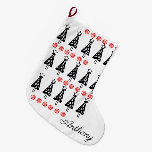 Weihnachtsbaumen Strumpf, Schwarz & Weiß Pfeffermi Großer Weihnachtsstrumpf (Vorderansicht (hängend))