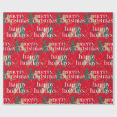 Weihnachtsbaumen & Tigers Weiße Typografie Geschenkpapier (Flach)