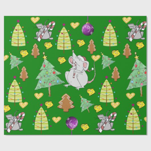 Weihnachtsbaumen Umschlag Papier Maus Grüner Käse Geschenkpapier (Flach)