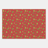 Weihnachtsbaumen und Poinsettias Geschenkpapier Set (Vorderseite 3)