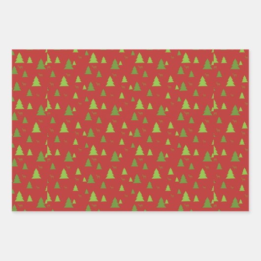 Weihnachtsbaumen und Poinsettias Geschenkpapier Set (Vorderseite 3)