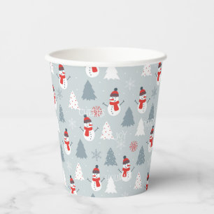 Weihnachtsbaumen und Schneemannsmuster Pappbecher