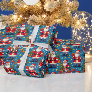 Weihnachtsbaumen vom Weihnachtsmann präsentieren f Geschenkpapier