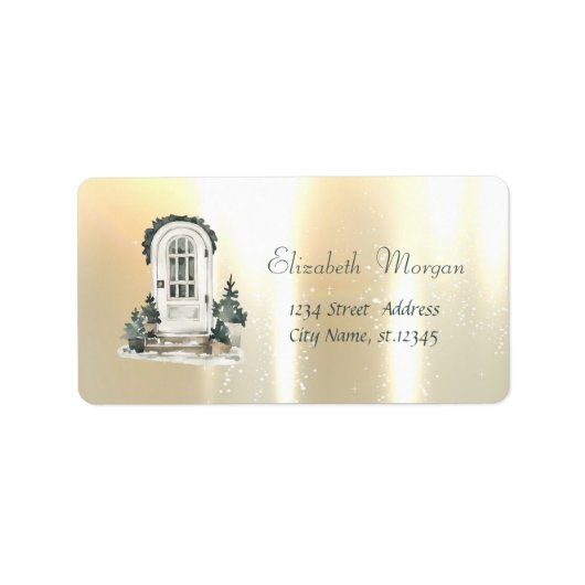 Weihnachtsbaumen Vordertür Gold Adressaufkleber (Vorne)