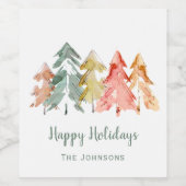 Weihnachtsbaumen Wasserfarbe Personalisiert Weinetikett (Einzelnes Label)