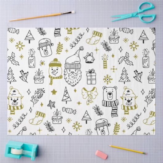 Weihnachtsbaumen Weihnachtsbären Weiße Weihnachtsf Seidenpapier (Basteln)