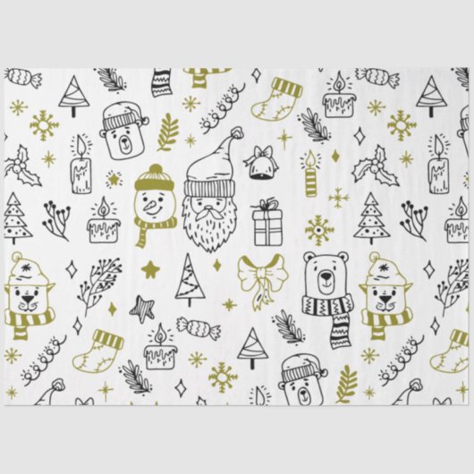 Weihnachtsbaumen Weihnachtsbären Weiße Weihnachtsf Seidenpapier (Vorderseite)