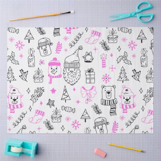 Weihnachtsbaumen Weihnachtsbären Weiße Weihnachtsf Seidenpapier (Basteln)