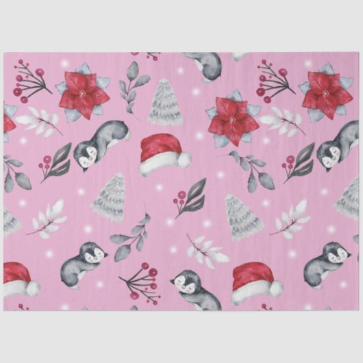 Weihnachtsbaumen Weihnachtsmannmützen Winter Blume Seidenpapier (Vorderseite)