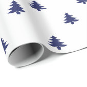 Weihnachtsbaumen weiß und blau minimalistisch einf geschenkpapier (Rolleneckpunkt)