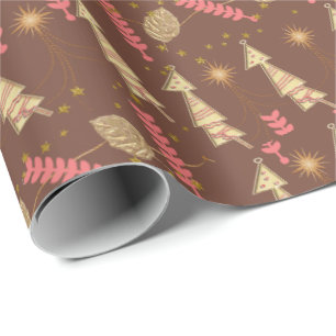 Weihnachtsbaumen Wrapping Paper Brown Geschenkpapier