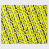 Weihnachtsbaumen Wrapping Paper Gelb Schwarz Geschenkpapier (Flach)