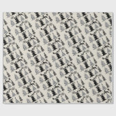 Weihnachtsbaumen Wrapping Papier Beige Schwarz Geschenkpapier (Flach)