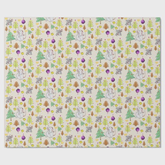 Weihnachtsbaumen Wrapping Papier Maus Beige Käse Geschenkpapier (Flach)