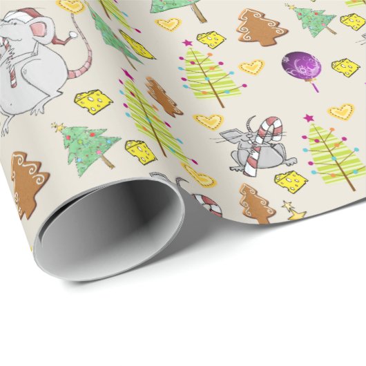 Weihnachtsbaumen Wrapping Papier Maus Beige Käse Geschenkpapier (Rolleneckpunkt)