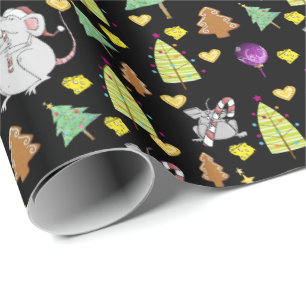 Weihnachtsbaumen Wrapping Papier Maus Black Käse Geschenkpapier