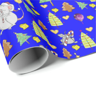 Weihnachtsbaumen Wrapping Papier Maus Blue Cheese Geschenkpapier