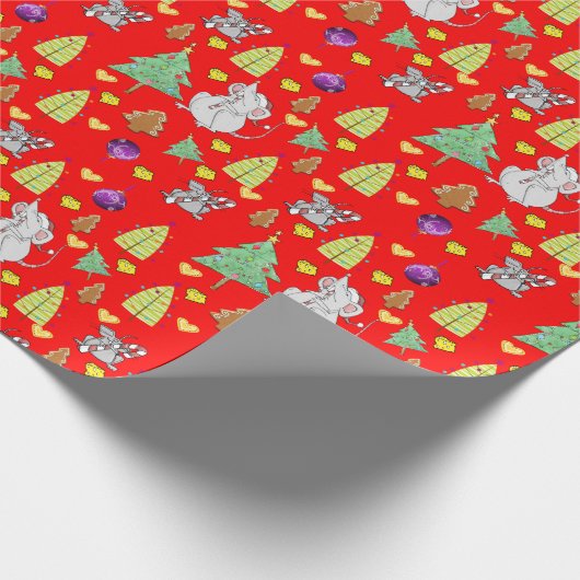 Weihnachtsbaumen Wrapping Papier Maus Roter Käse Geschenkpapier (Ecke)