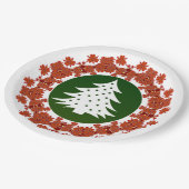 Weihnachtsbaumessen in Rot und Grün Pappteller (Schrägansicht)