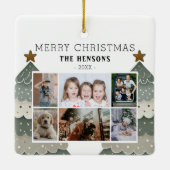 Weihnachtsbaumfamilie 6 FotoCollage Keramikornament (Rückseite)