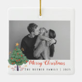 Weihnachtsbaumfamilie Foto Feiertag Postkarte Keramikornament (Rückseite)
