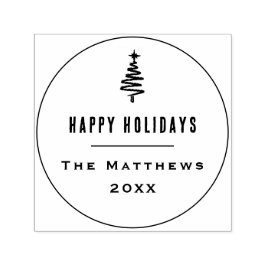 Weihnachtsbaumfamilie Minimalistisch glücklicher U Permastempel