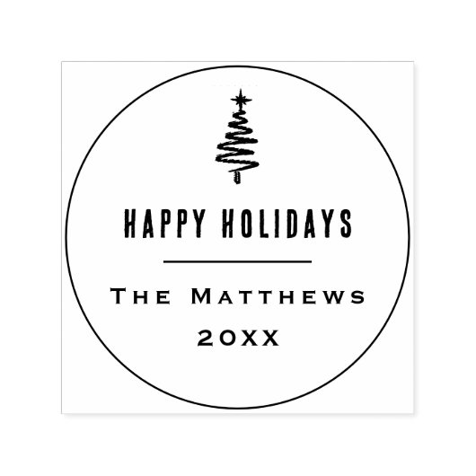 Weihnachtsbaumfamilie Minimalistisch glücklicher U Permastempel (Design)