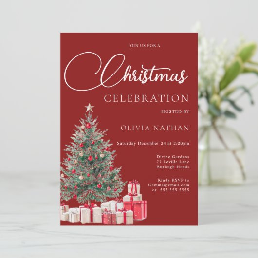 Weihnachtsbaumfamilie oder Firmenweihnachtsfest Pa Einladung (Stehend Vorderseite)