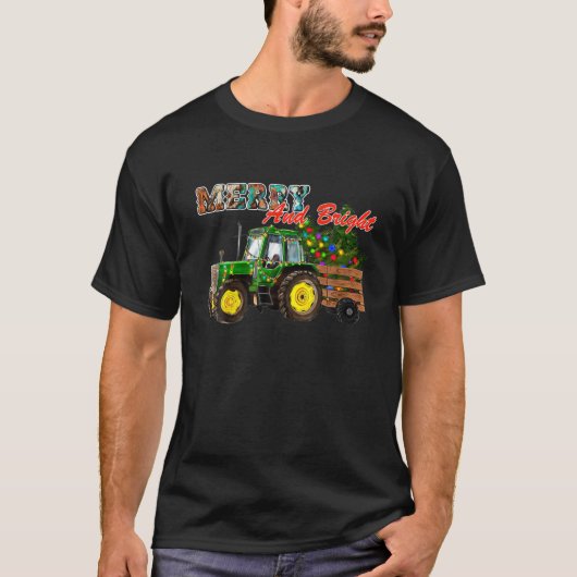 Weihnachtsbaumfarm Green Traktor fröhlich und hell T-Shirt (Vorderseite)