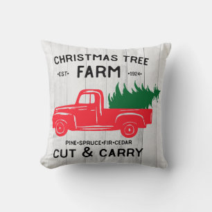 Weihnachtsbaumfarm mit Vintage-Rotem LKW-Kissen Kissen