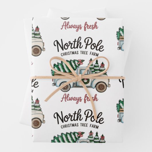 Weihnachtsbaumfarm North Pole Fresh LKW Geschenkpapier Set (Beispiel)