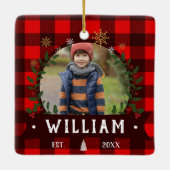 Weihnachtsbaumfarm Pine Trees Bauernstil Keramikornament (Rückseite)