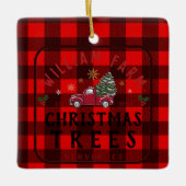 Weihnachtsbaumfarm Pine Trees Bauernstil Keramikornament (Vorderseite)