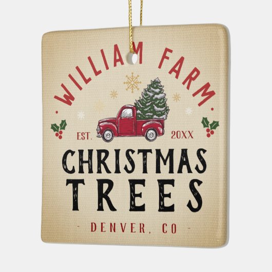 Weihnachtsbaumfarm Pine Trees Bauernstil Keramikornament (Links)