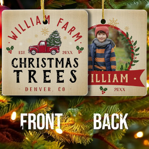 Weihnachtsbaumfarm Pine Trees Bauernstil Keramikornament