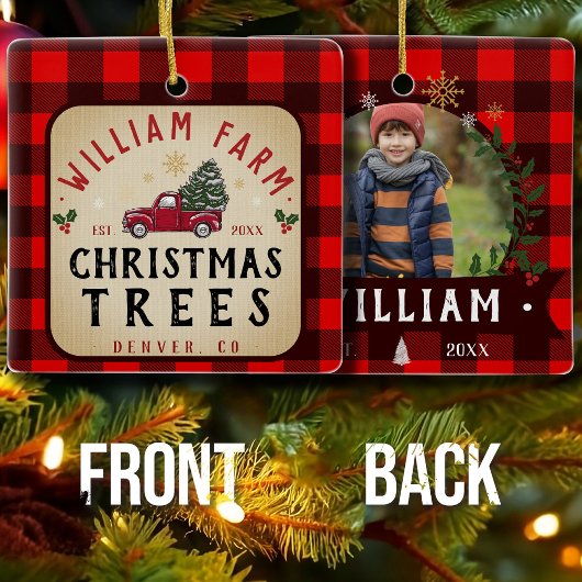 Weihnachtsbaumfarm Pine Trees Bauernstil Keramikornament