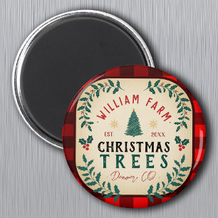 Weihnachtsbaumfarm Pine Trees Bauernstil Magnet