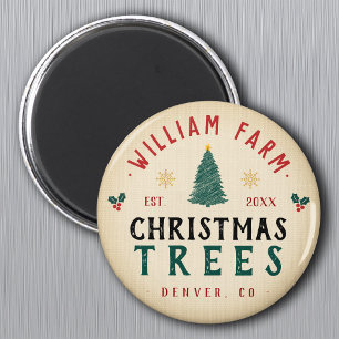 Weihnachtsbaumfarm Pine Trees Bauernstil Magnet